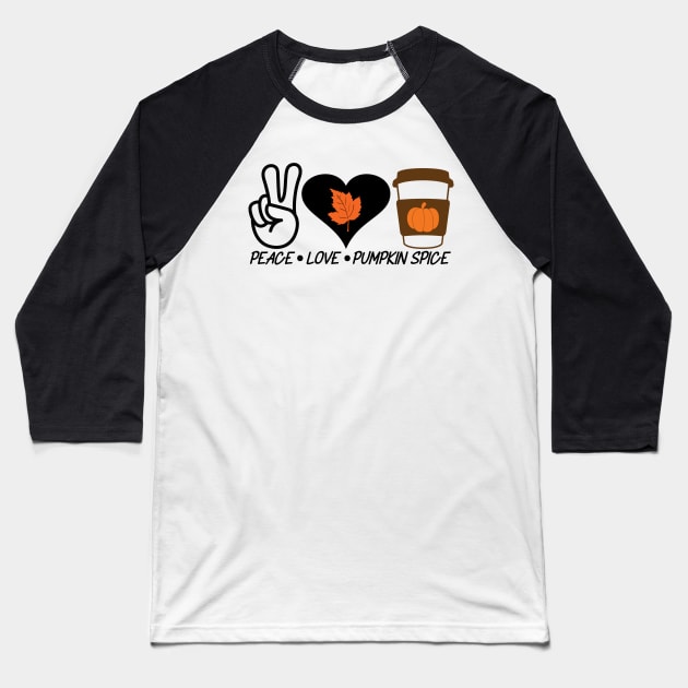 Peace Love Pumpkin Spice Baseball T-Shirt by OTM Sports & Graphics
